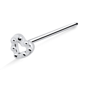 Balls Heart Shaped Silver Straight Nose Stud NSKA-1011